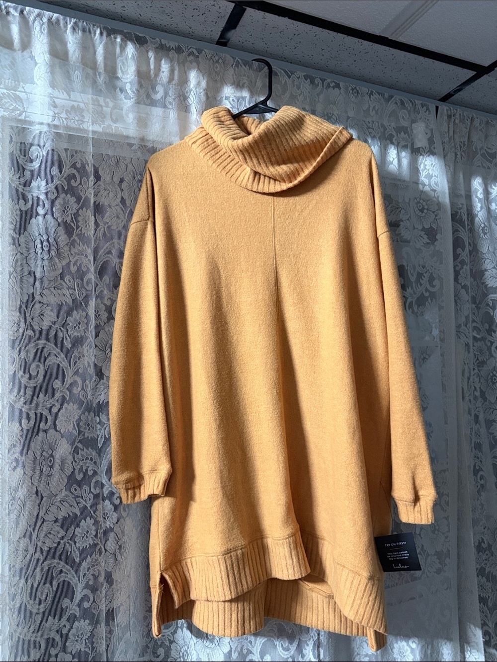 Lulus Cowl-neck Mustard Sweater Dress